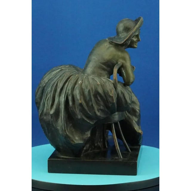 Art Nouveau Ceramic Sculpture Depicting a Lady on a Thonet Chair by Guido Cacciapuoti, Naples, Italy, Early 1900s For Sale - Image 10 of 18