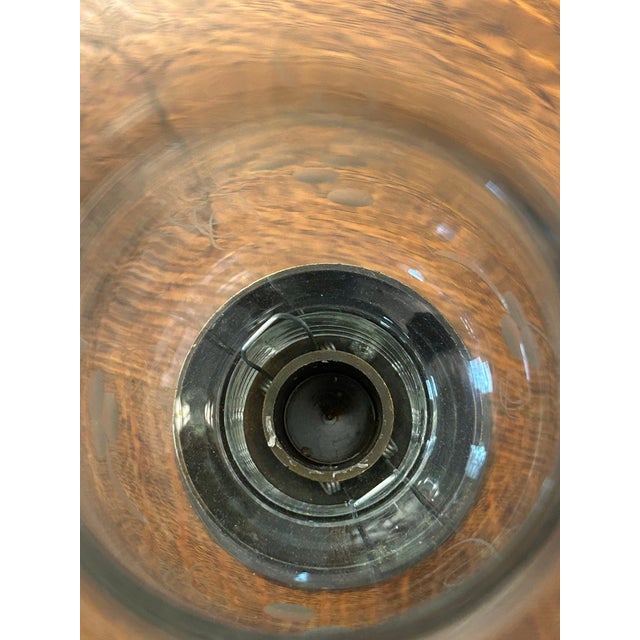 Vintage Bronze Finish Brass Candleholders With Etched Glass Globes - A Pair For Sale - Image 11 of 12