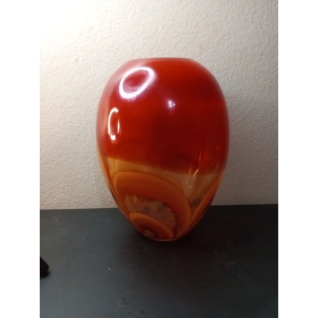 1980s Vintage Waterford Evolution Red Swirl Art Glass Vase For Sale - Image 5 of 6