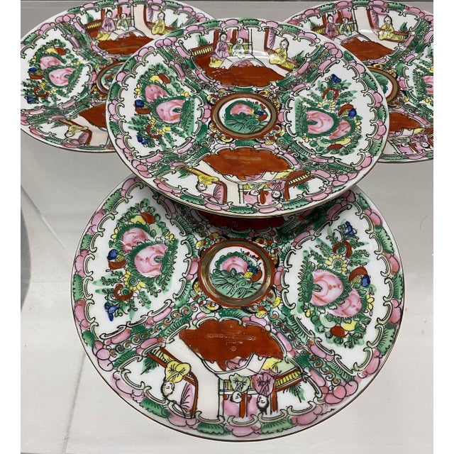 Vintage Small Rose Medallion Decorative Plates Set of 4