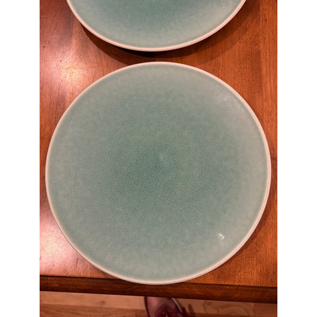 Jars Cerámica France Tourron Aqua Elise Ceramic Dinner Plates, Set of 6 For Sale In Denver - Image 6 of 9