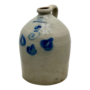 Excellent Antique American Blue Decorated 3 Gallon Stoneware Jug by Alfred J Buttler New Brunswick New Jersey - Circa 1860s