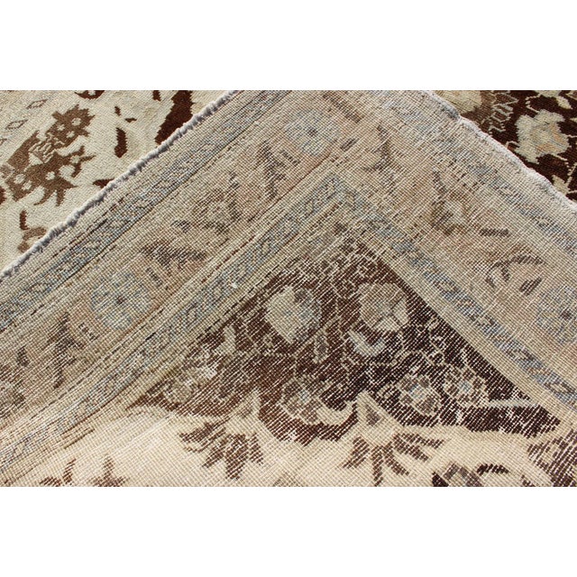 Vintage Tabriz Rug With Intricate Floral Medallion in Brown and Ivory 4'8 X 7'2 For Sale In Atlanta - Image 6 of 7