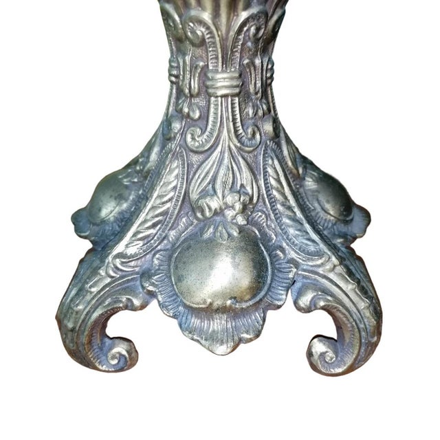 Antique Bronze Liturgical Church Candelabra For Sale - Image 5 of 6