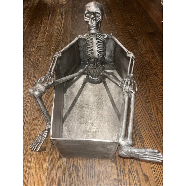 Large Mid-Century Style Hand-Cast Aluminum Skeleton Casket Cooler For Sale - Image 12 of 12
