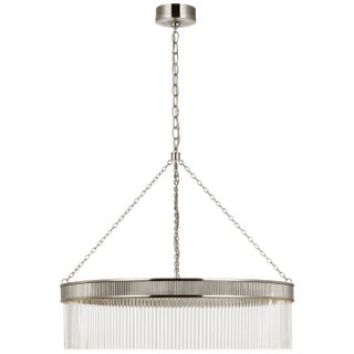 Marie Flanigan for Visual Comfort Signature Menil Large Chandelier in Polished Nickel with Crystal Rods For Sale