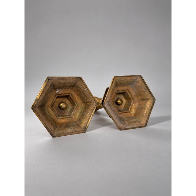 Swedish Brass Candlesticks from Ystad-Metall, 1950, Set of 2 For Sale - Image 4 of 7