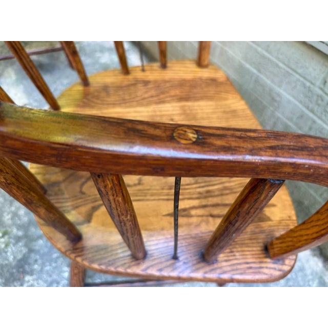 Pair of Arts and Crafts Firehouse Oak Windsor Pub Chairs For Sale - Image 9 of 17