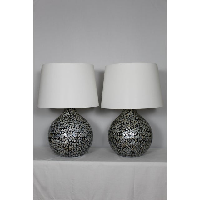 Mid 20th Century Moroccan Style Pearl Inlay Lamps - a Pair For Sale In Miami - Image 6 of 12