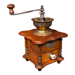 Vintage Manual Coffee Grinder, German, Oak, Rotary Bean Mill, Art Deco, c.1930