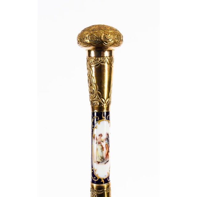 Antique French Gold Plate Sevres Porcelain Walking Sword Stick, 19th Century For Sale - Image 10 of 18