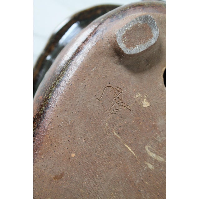 Ebony Vintage Studio Art Footed Pottery Planter For Sale - Image 8 of 9