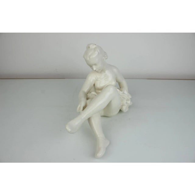 Vintage White Porcelain Statue Ballerina, 1962s For Sale - Image 3 of 11