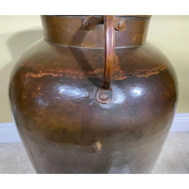 Large Vintage Hand Hammered Copper Vessel For Sale - Image 10 of 13