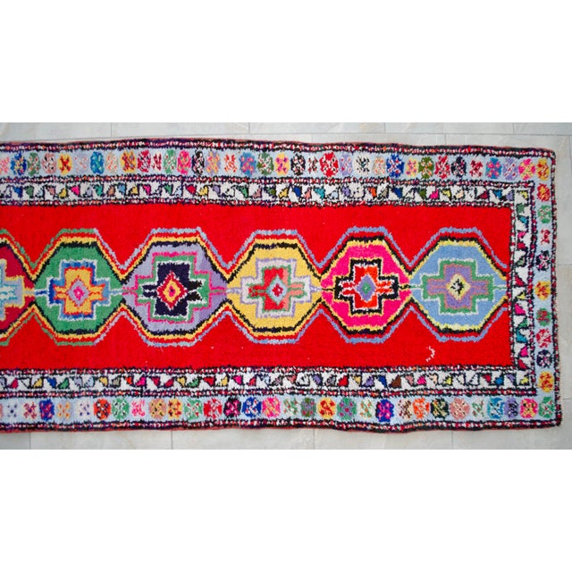 Turkish Hand-Knotted Runner Rug Bold Colors Hallway Rug - 2′8″ × 11′9″ For Sale - Image 11 of 14