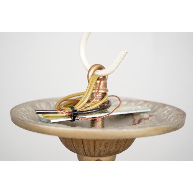 Mid 20th Century Rewired Ornate Pot Metal & Brass 5 Arm Chandelier For Sale - Image 12 of 13