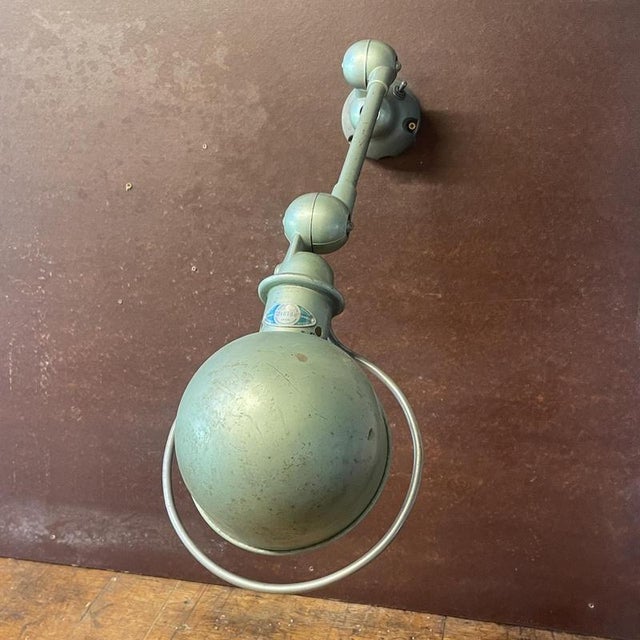 1950s Small Vintage Green Arm Wall Light by Jean-Louis Domecq for Jielde, 1950s For Sale - Image 5 of 9
