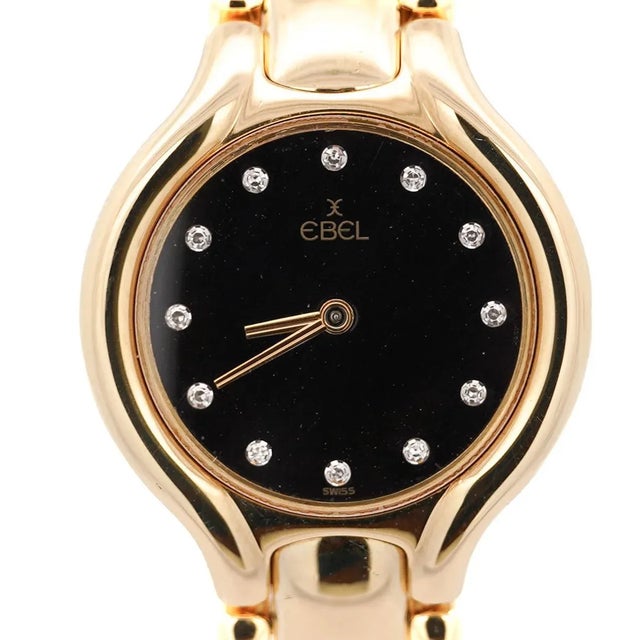 Modern Ebel Beluga 24.5mm 18k Gold Black Diamond Dial Watch For Sale - Image 3 of 10
