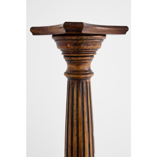 Early 20th Century Early 20th Century Walnut Fluted Column Pedestal or Plant Stand, c.1940 For Sale - Image 5 of 16