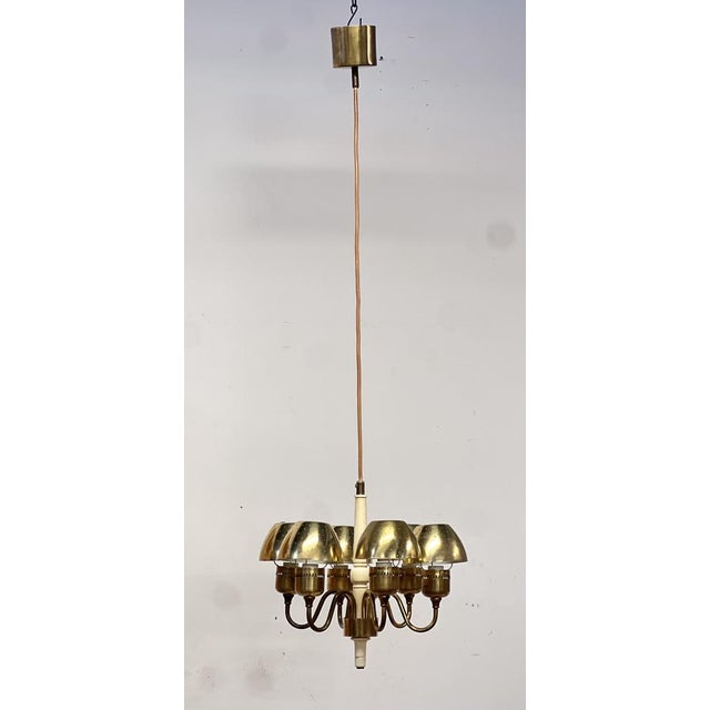T 526 Chandelier in Brass and Wood Markaryd by Hans-Agne Jakobsson for Hans-Agne Jakobsson Ab Markaryd, 1960s For Sale - Image 4 of 12