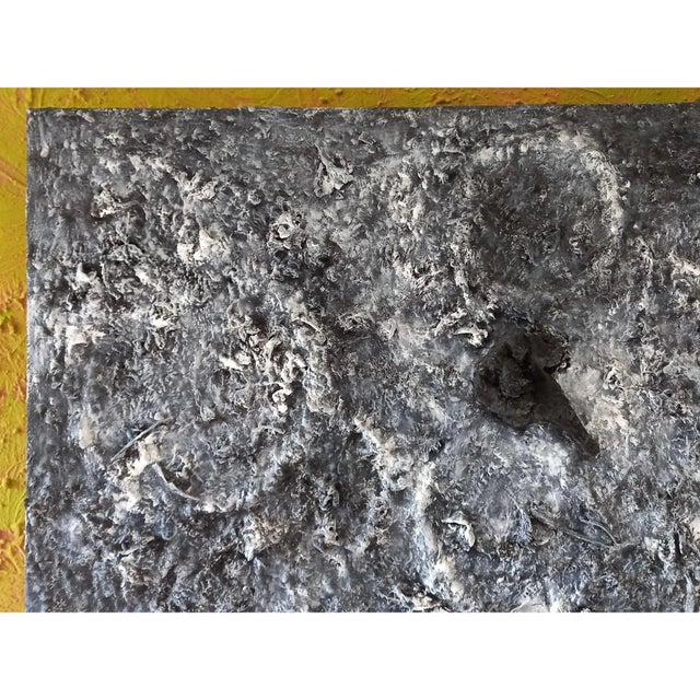 59" X by 51" - "Black & White" Contemporary Abstract Relief Mixed-Media Painting For Sale - Image 4 of 10