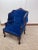 Baroque French Baroque or Regence Style Wingback in Blue Mohair with Bronze Details For Sale - Image 3 of 10