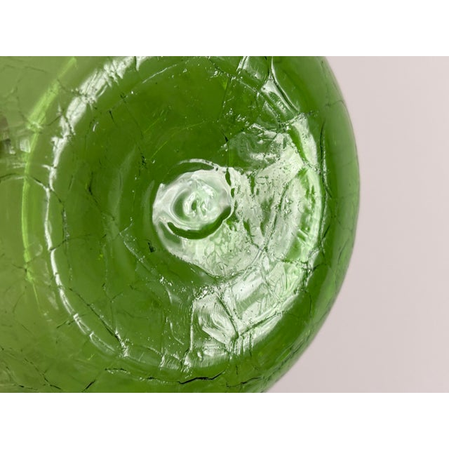 Vintage Blenko 657m Crackle Glass Decanter by Joel Philip Myers - Large Green Art Glass For Sale - Image 6 of 10
