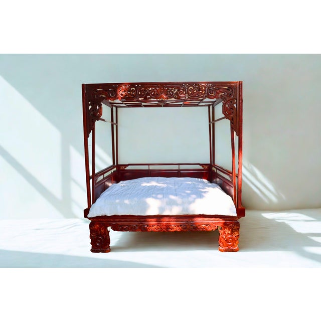 Exquisite Late 1800s Antique Chinese Wedding Canopy Bed Hand-carved with Ornate Detail A stunning example of...