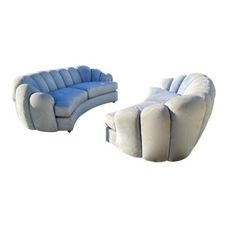 Curved Scalloped Channeled Back Kidney Sofas - a Pair For Sale