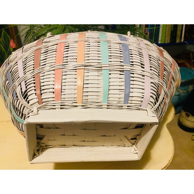 Alabaster 1970s Vintage Japanese Large Table Top Woven Bamboo & Wicker Vase For Sale - Image 8 of 8