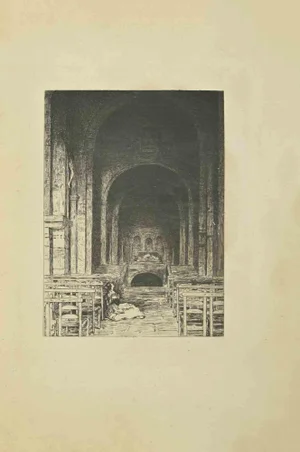 Eugène Burnand, In the Church, Etching, Late 19th Century