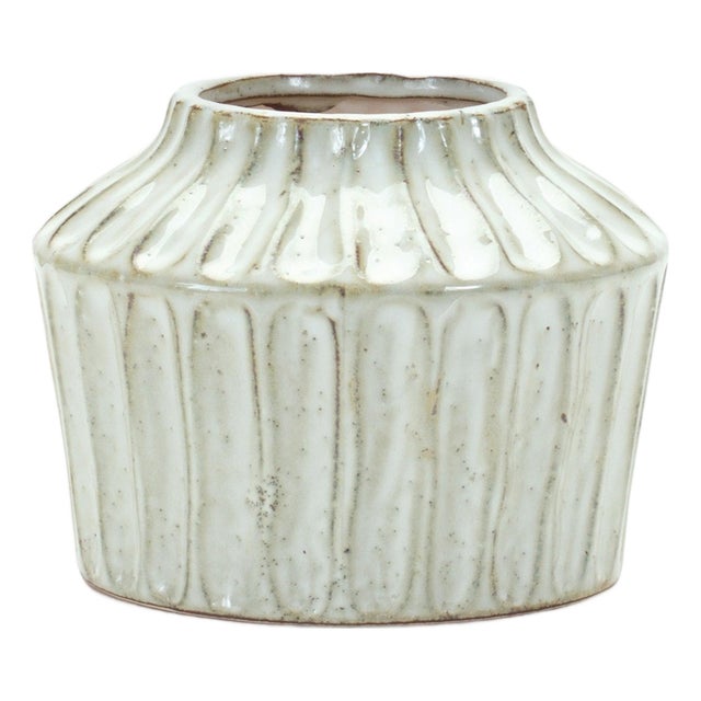 Rustic Carved Clay Vase 5"H For Sale