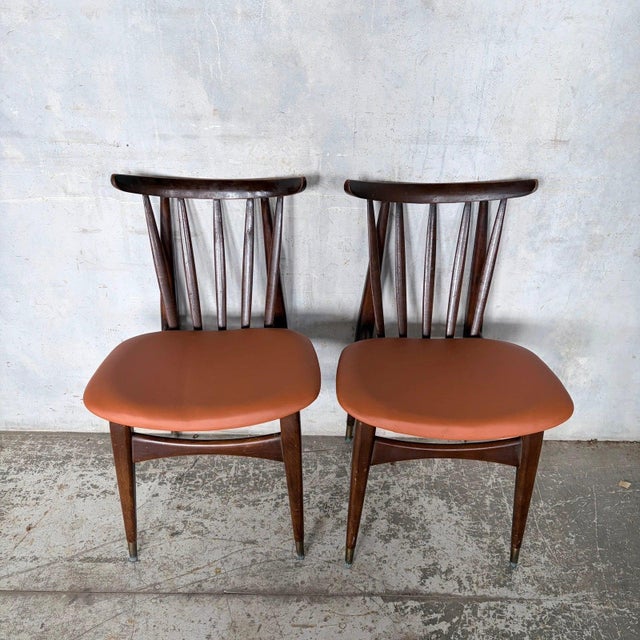 Orange Mid-Century Teak Dining Chairs by Ellliots of Newbury, 1960s, Set of 2 For Sale - Image 8 of 10
