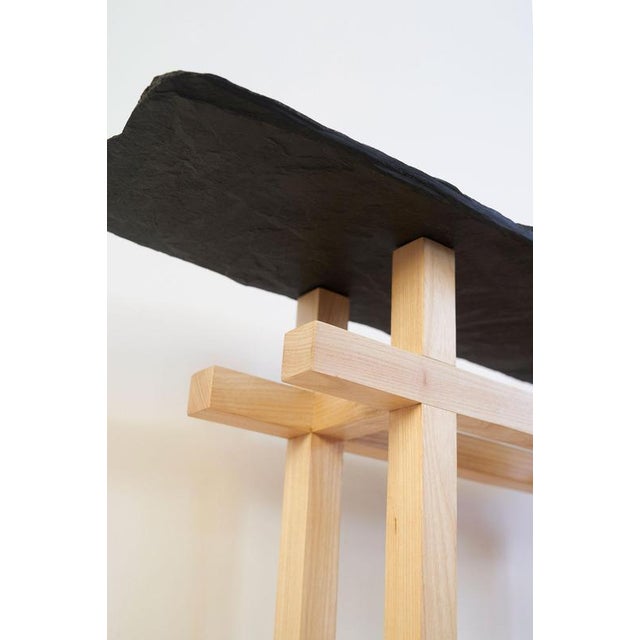 Contemporary Tori II Console in Oak Wood and Stone by Jean-Baptiste Van Den Heede For Sale - Image 3 of 6