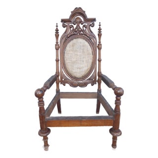 Mid 18th Century Gothic or Westlake High Back Throne Armchair (Frame Only Without Upholstery) For Sale