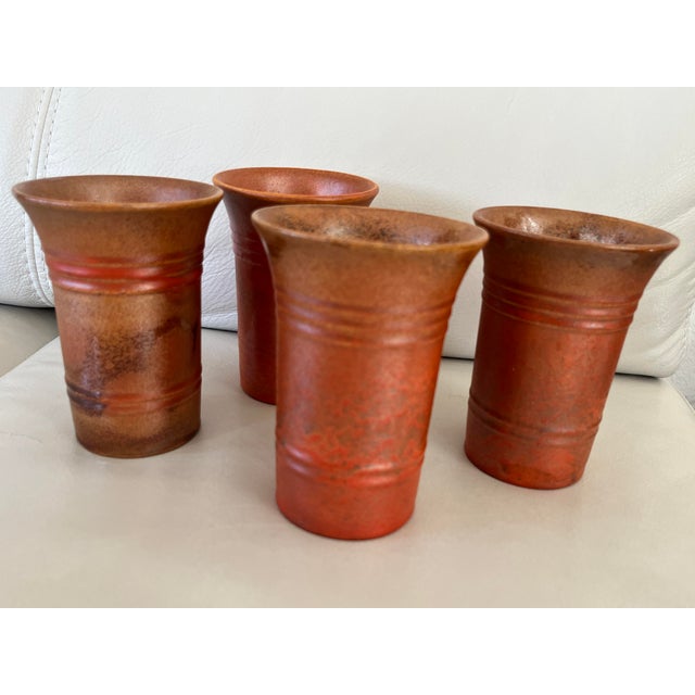 Vintage Set of 4 Ceramic Tumblers For Sale - Image 6 of 12