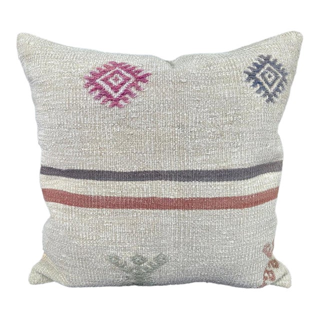 Turkish Hemp Pillow Cushion Natural Beige Red Pillow Cushion Cover 24x24 For Sale
