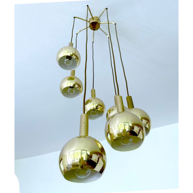 Space Age Pendant Light in Brass from Staff Leuchten, 1970s For Sale - Image 9 of 17