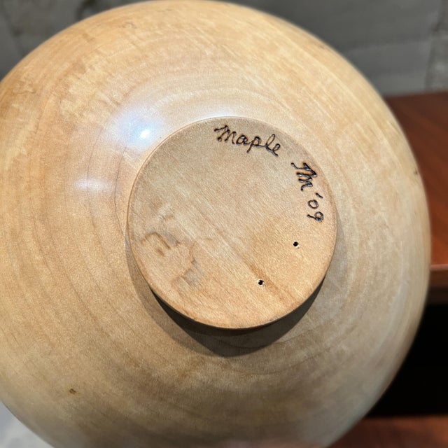 2000s Studio Art Maple Bowl Sculptural Turned Wood For Sale - Image 10 of 10