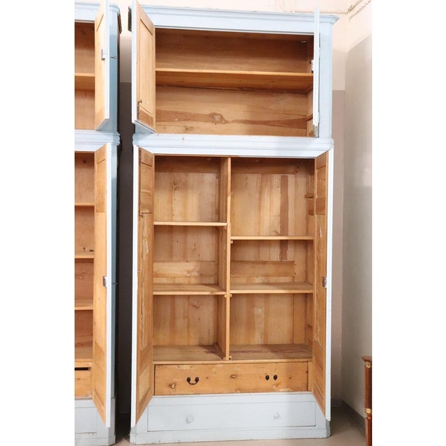 Antique Wardrobes in Lacquered Fir and Poplar Wood, 1800s, Set of 2 For Sale - Image 9 of 15