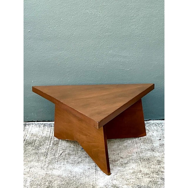 Mid 20th Century Vintage Triangular Wood Coffee Table For Sale - Image 5 of 12