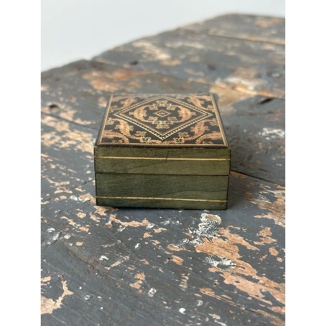 Wood Antique Victorian Tunbridge Ware Mini Rectangular Inlaid Box, Circa Late 19th - Early 20th Century For Sale - Image 7 of 12