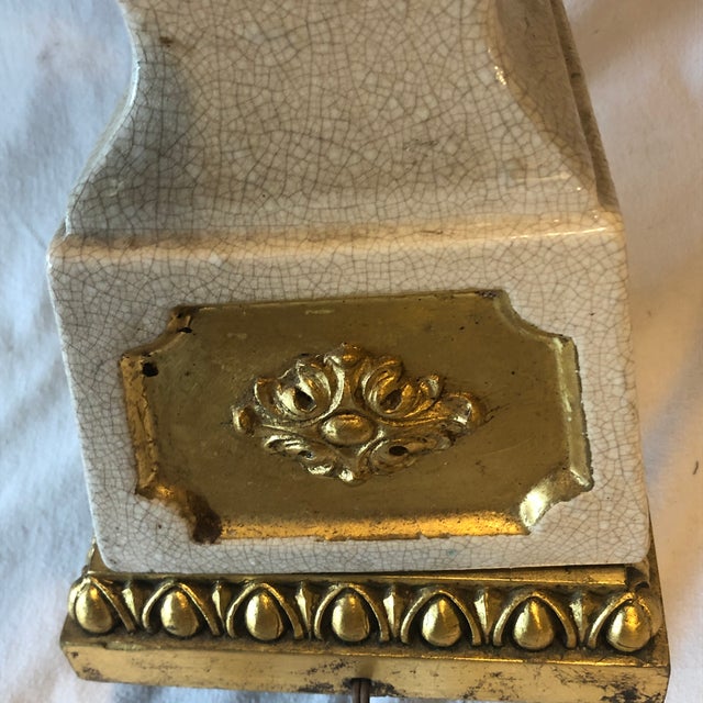 Nardini Studios Mid Century Modern Hollywood Regency Gold White Ceramic Table Lamp For Sale - Image 11 of 12