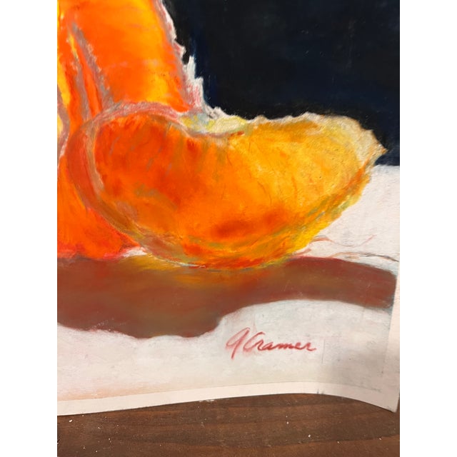 1990s Original Signed Oil Pastel Still Life – Vibrant Oranges & Yellow Fruit, Unknown Artist For Sale In Washington DC - Image 6 of 6