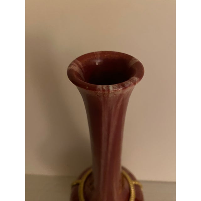 Antique French Flambé, Glazed, Porcelain Vase With Ormolu Mounts Circa 1910 For Sale - Image 9 of 9