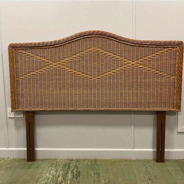 Vintage Brown Wicker Headboard For Sale - Image 6 of 6