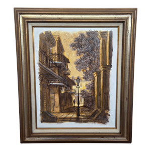Mid-Century James McCaffery New Orleans Cityscape Oil Painting on Board