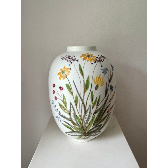 Ceramic Vase with Hand-Painted Wildflowers by Lars Thorén for Rörstrand, 1960s For Sale - Image 11 of 11
