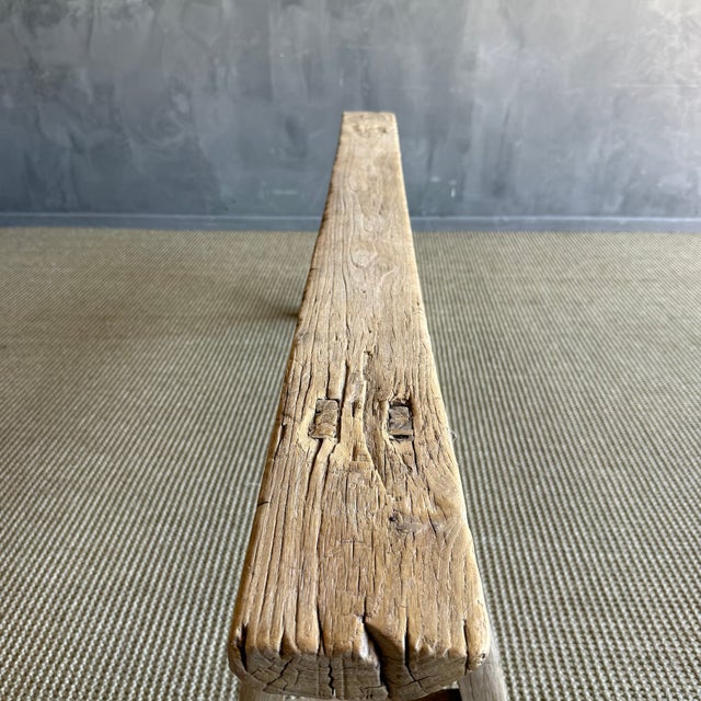 Mid 20th Century Elm Wood Skinny Bench #C10 For Sale - Image 10 of 11