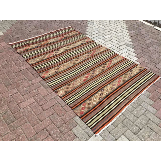 Vintage Turkish Striped Kilim Rug - 58" X 94.5" For Sale - Image 11 of 11